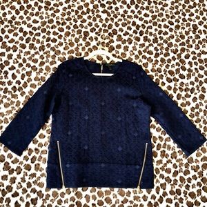 J CREW navy brocade sweatshirt
